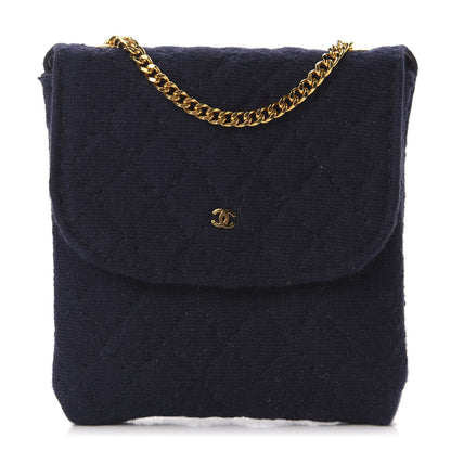 Chanel Jersey Quilted Micro Flap Bag Navy 1 of 9