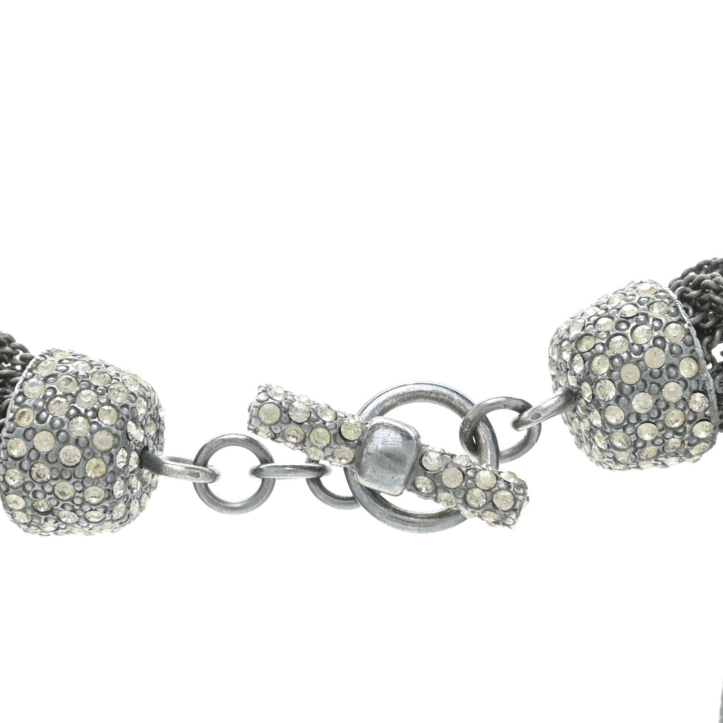 Ruthenium Crystal CC Camellia Multi Strand Necklace Dark Grey