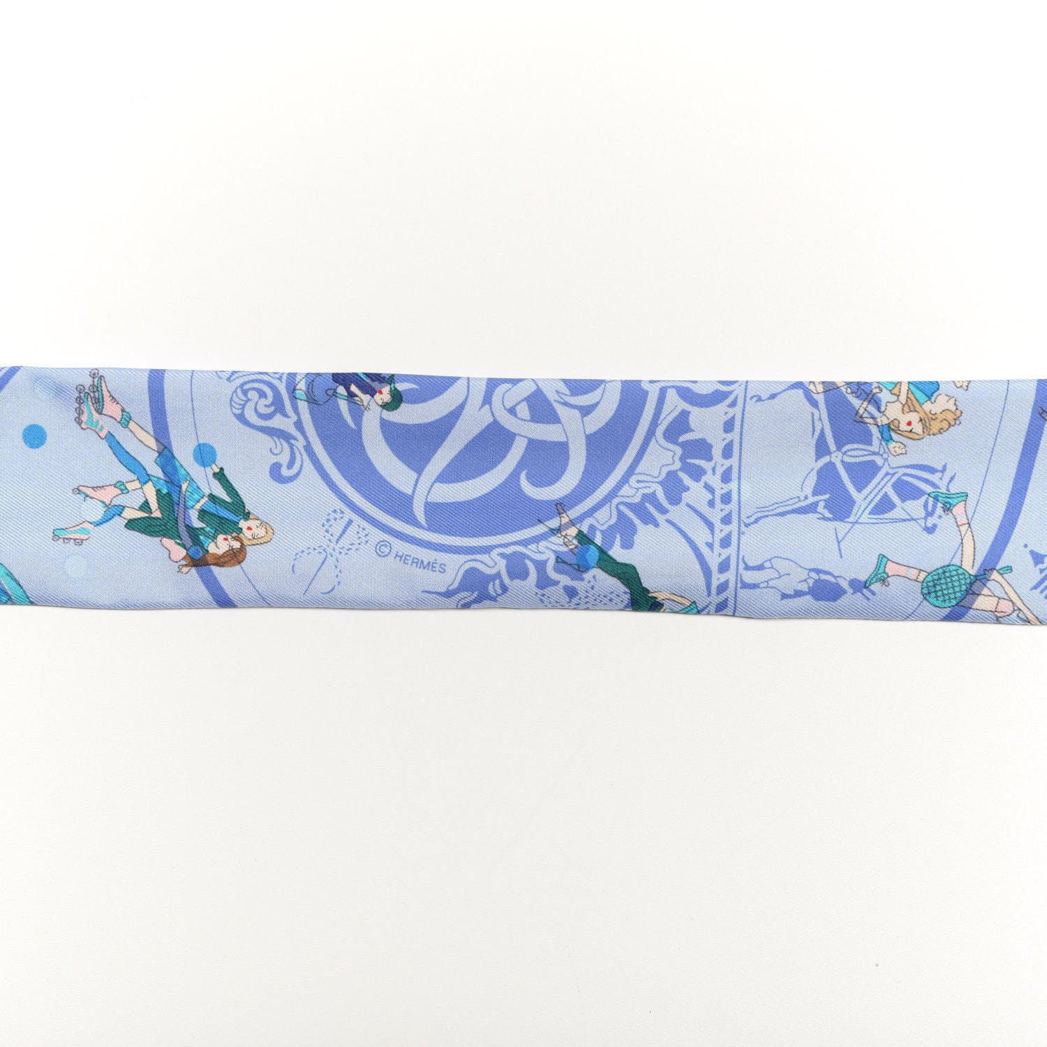 Hermes Silk Ex-Libris Les Parisiennes Twilly Ciel Turquoise Lavender 3 of 3