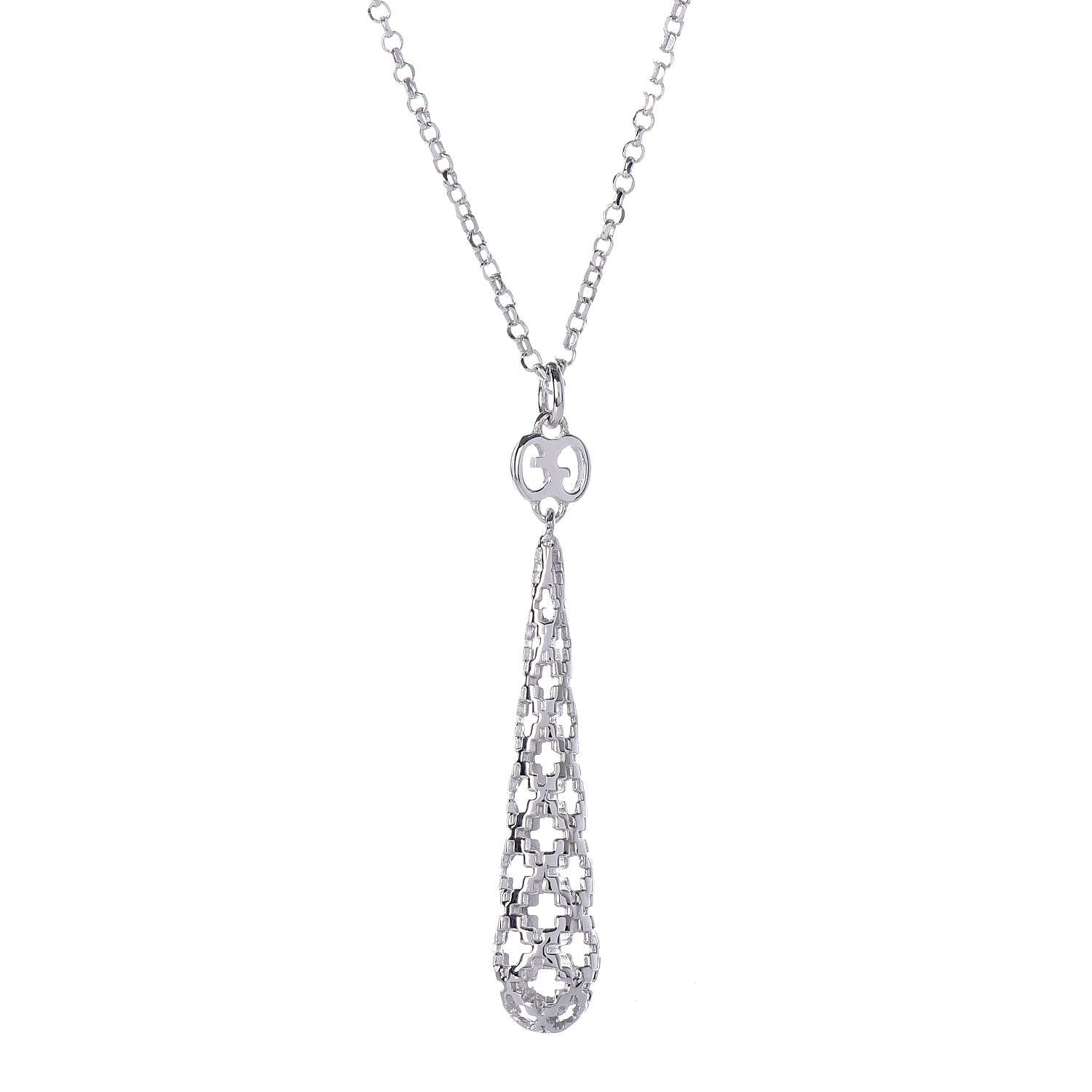 Gucci 18K White Gold Diamantissima Pendant Necklace 4 of 6