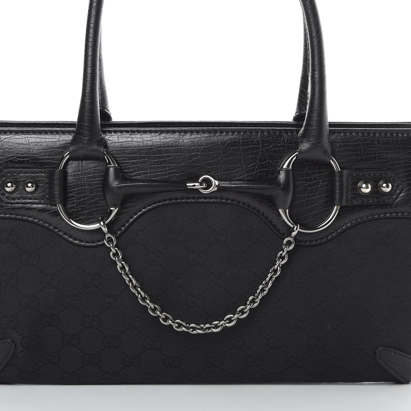 Monogram Horsebit Chain Shoulder Bag Black