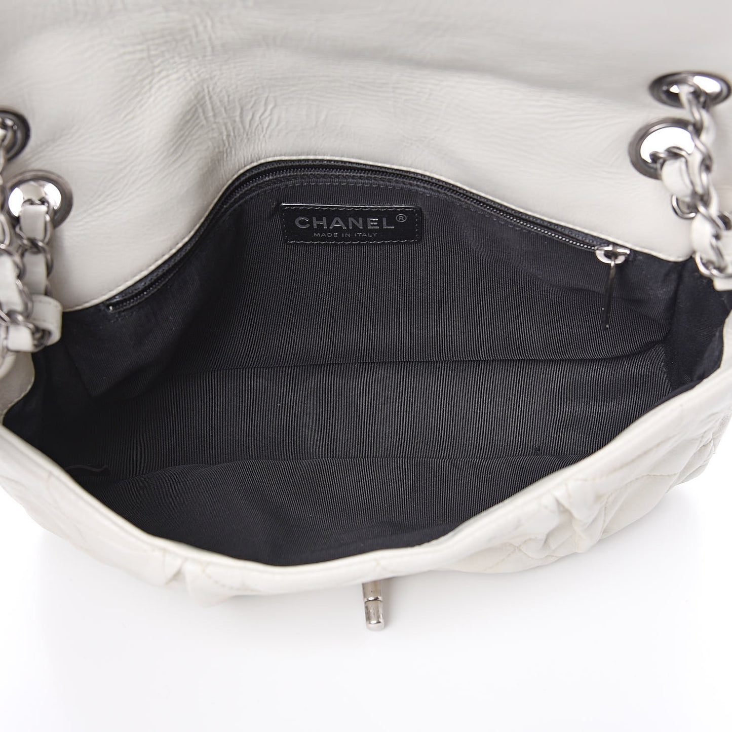 Calfskin Quilted East West Flap White