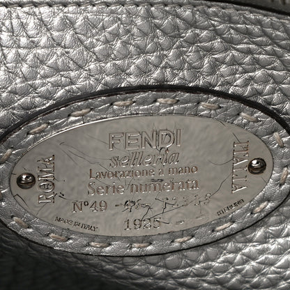 Fendi Cuoio Romano Lux Selleria Medium Peekaboo Iconic Satchel Argento 9 of 11