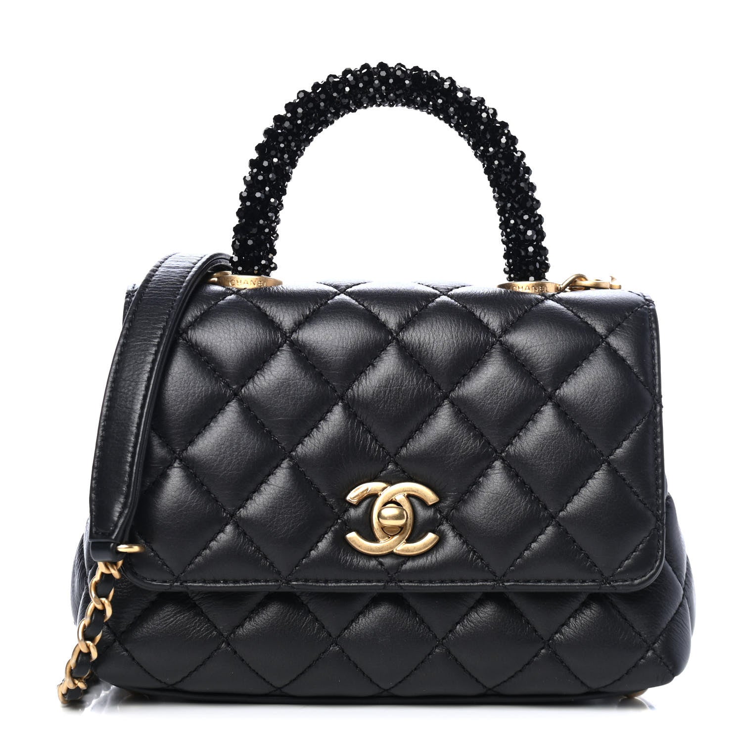 Chanel Calfskin Crystal Quilted Extra Mini Coco Handle Flap Black 1 of 4
