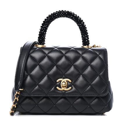 Chanel Calfskin Crystal Quilted Extra Mini Coco Handle Flap Black 1 of 4