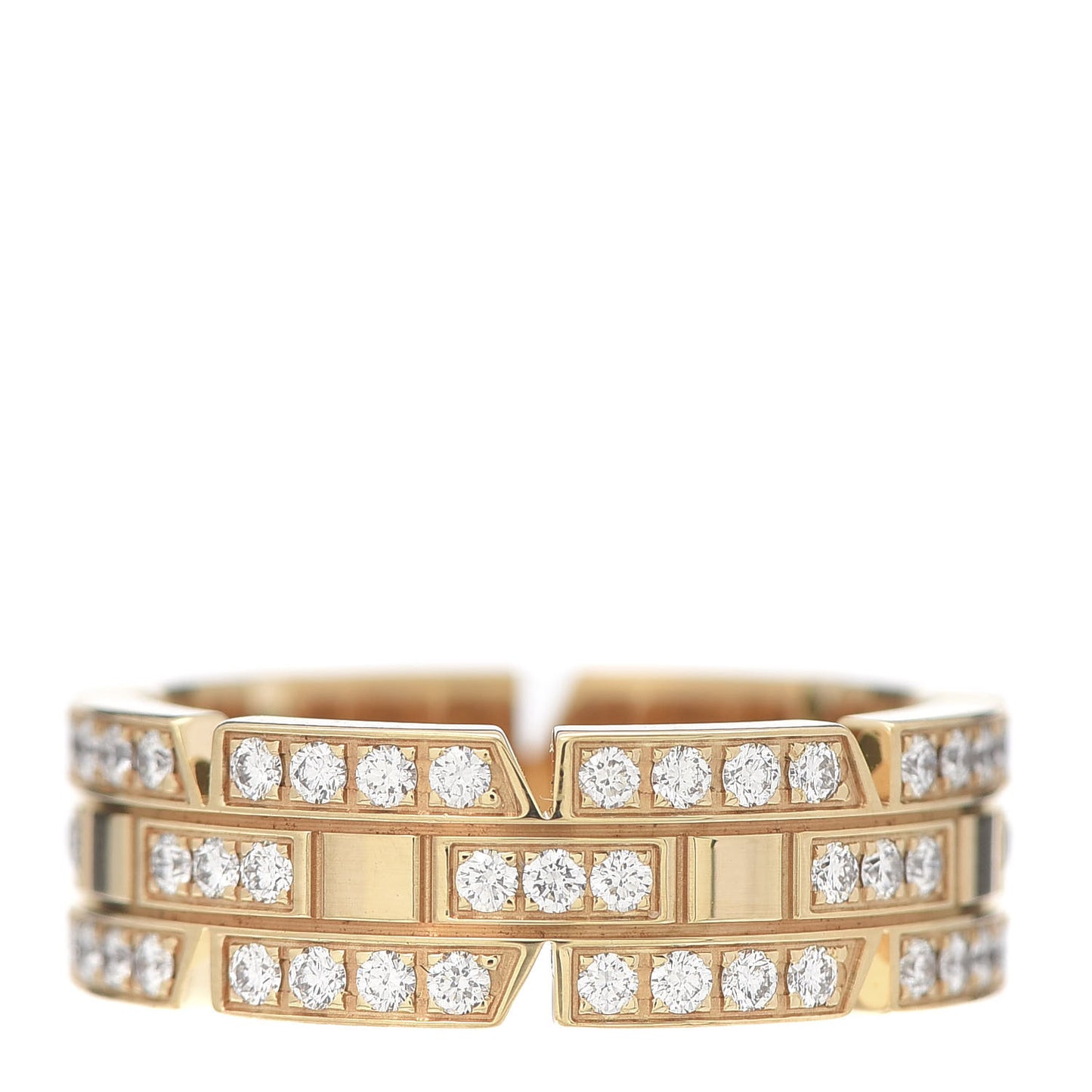 18K Yellow Gold Diamond 6mm Tank Francaise Ring 50 5.25