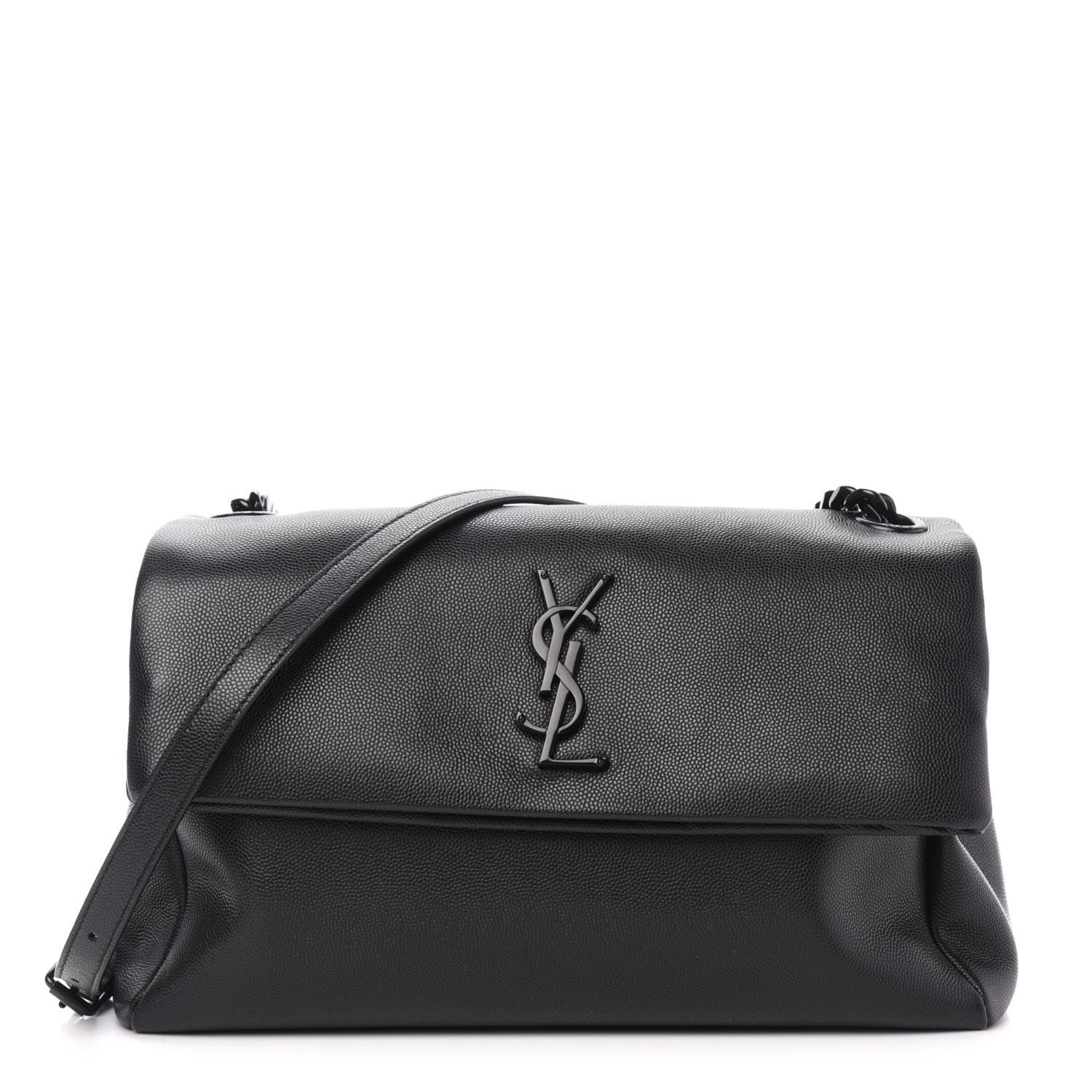 Saint Laurent Grain De Poudre Medium West Hollywood Monogram Fold-Over Black 1 of 10