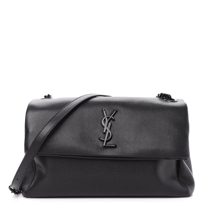 Saint Laurent Grain De Poudre Medium West Hollywood Monogram Fold-Over Black 1 of 10
