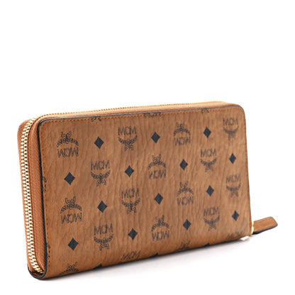 MCM Visetos Large Zip Around Wallet Cognac 3 of 11