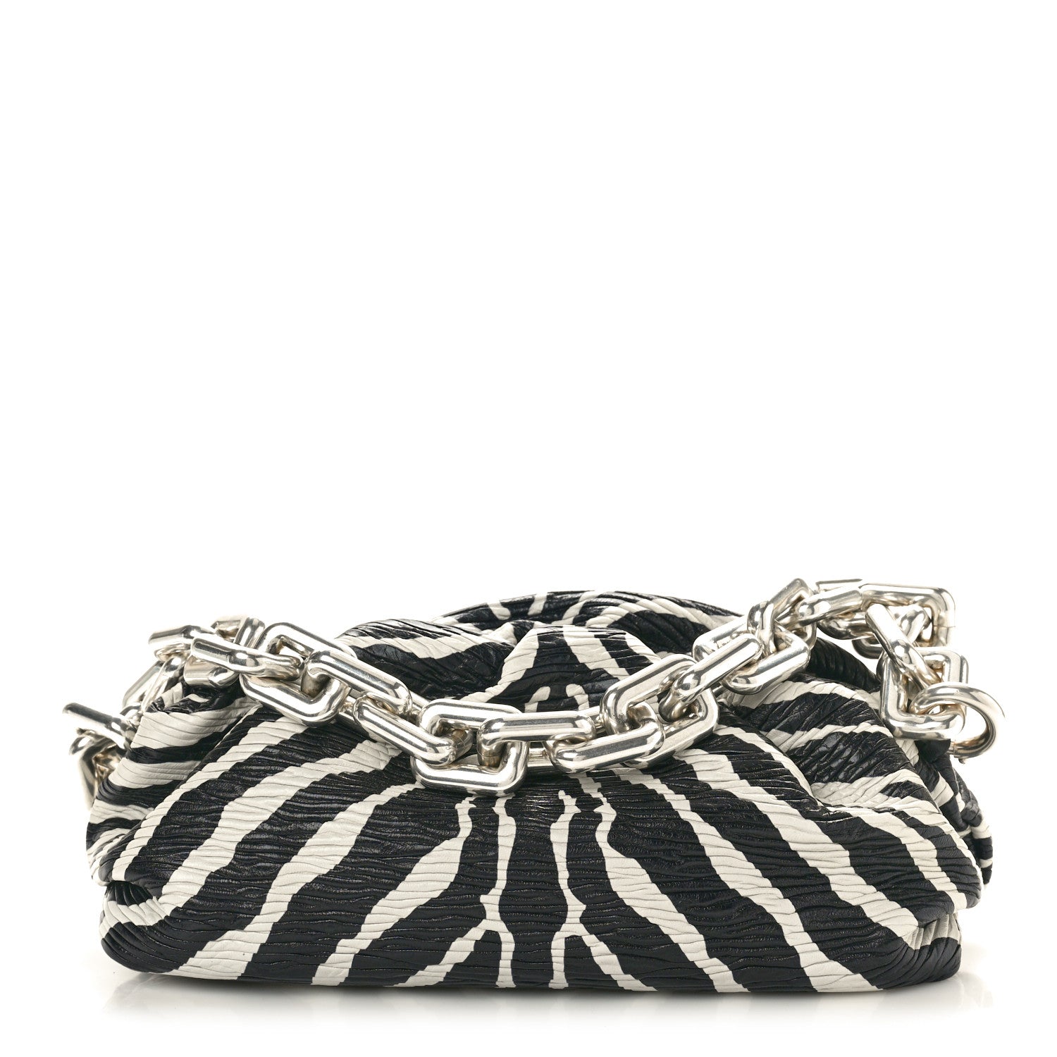 Bottega Veneta Nappa Zebra Print The Pouch Chain White Black 1 of 11