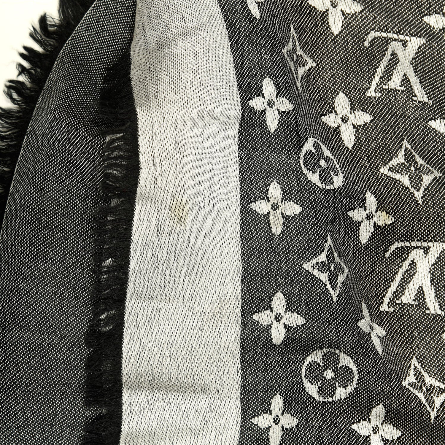 Louis Vuitton Silk Wool Monogram Denim Shawl Black 6 of 6