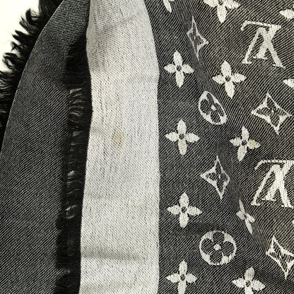 Louis Vuitton Silk Wool Monogram Denim Shawl Black 6 of 6