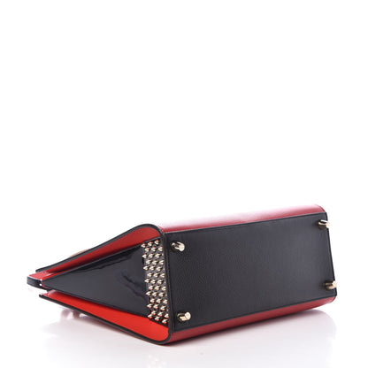 Christian Louboutin Calfskin Patent Studded Medium Paloma Black Carmin 5 of 8