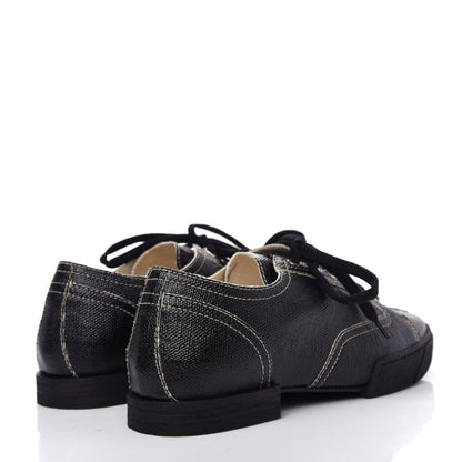 Chanel Coated Canvas Lace Up Cap Toe Sneakers 36 Black 4 of 10