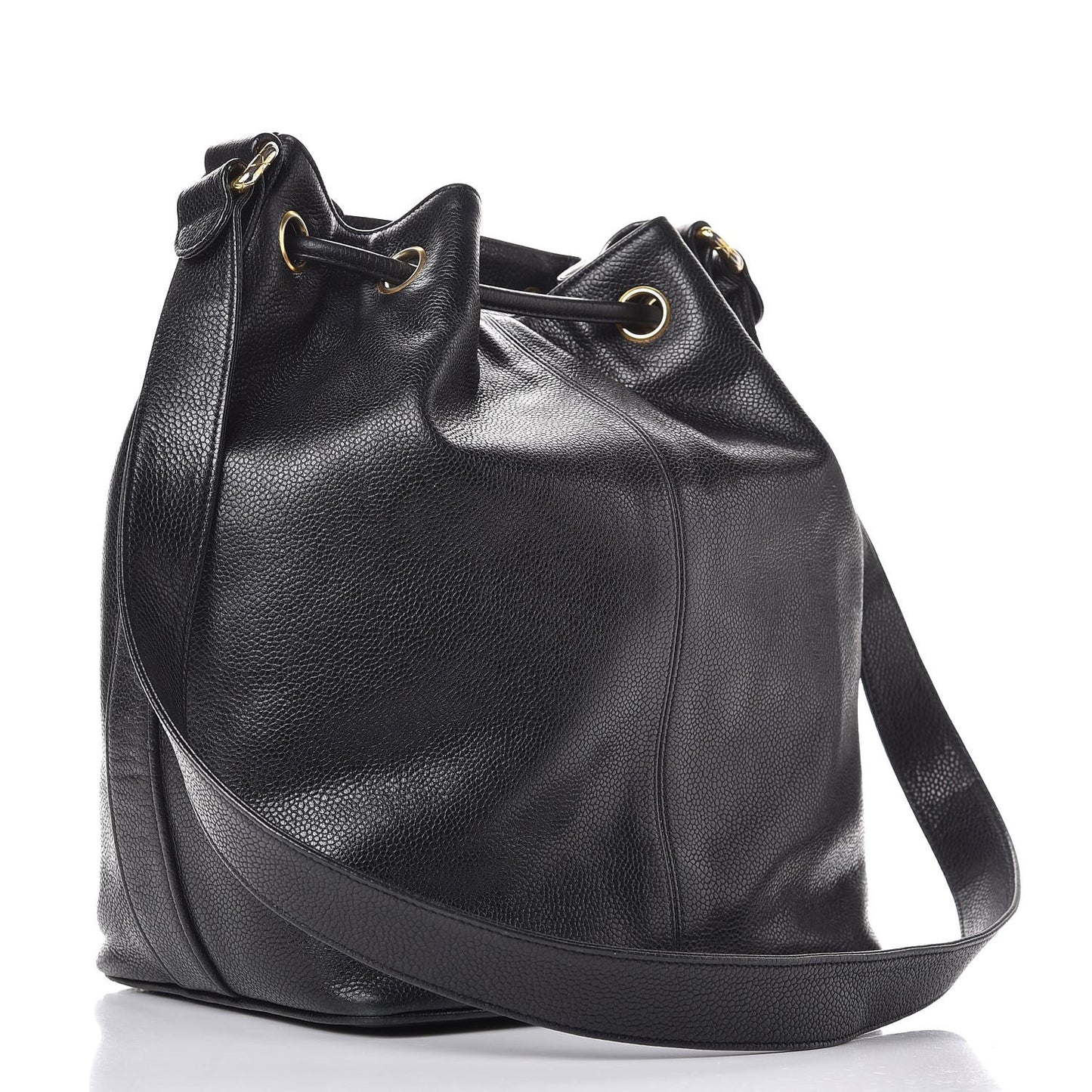 Caviar CC Drawstring Shoulder Bag Black