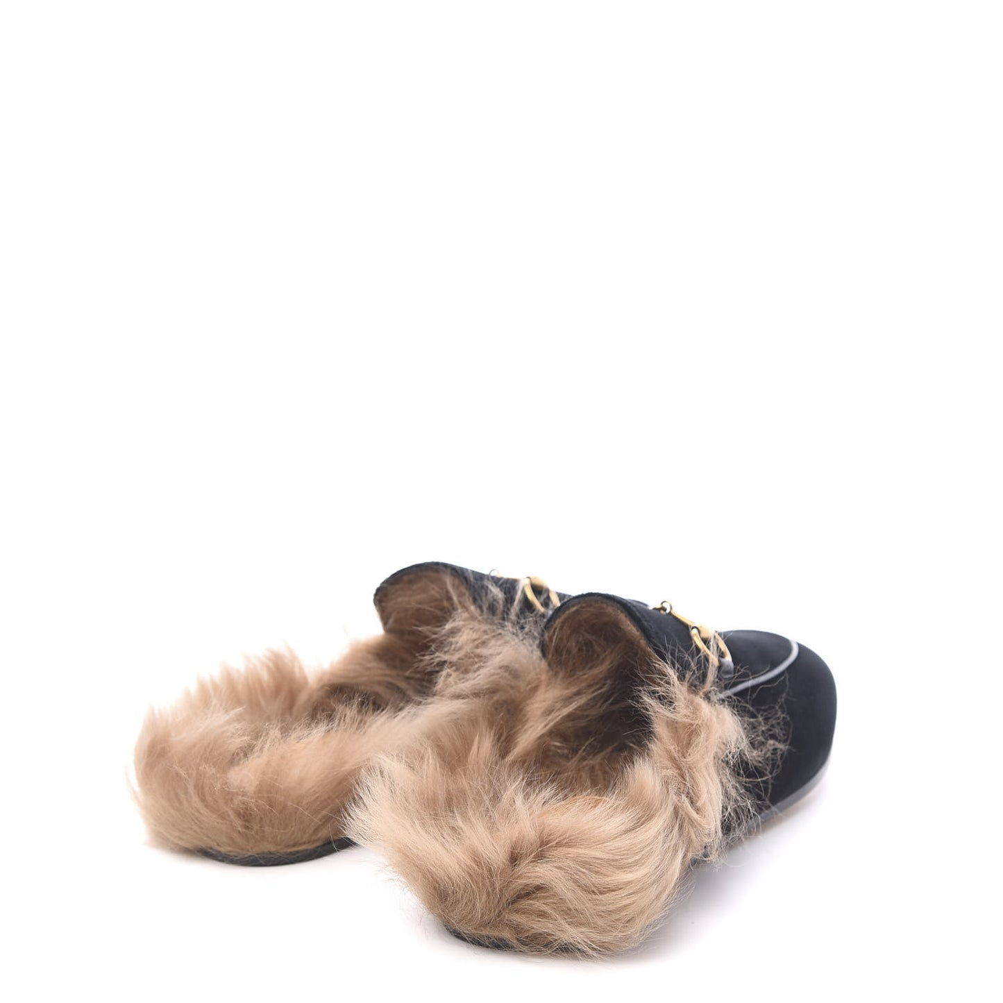 Velvet Fur Womens Princetown Slippers 36 Black