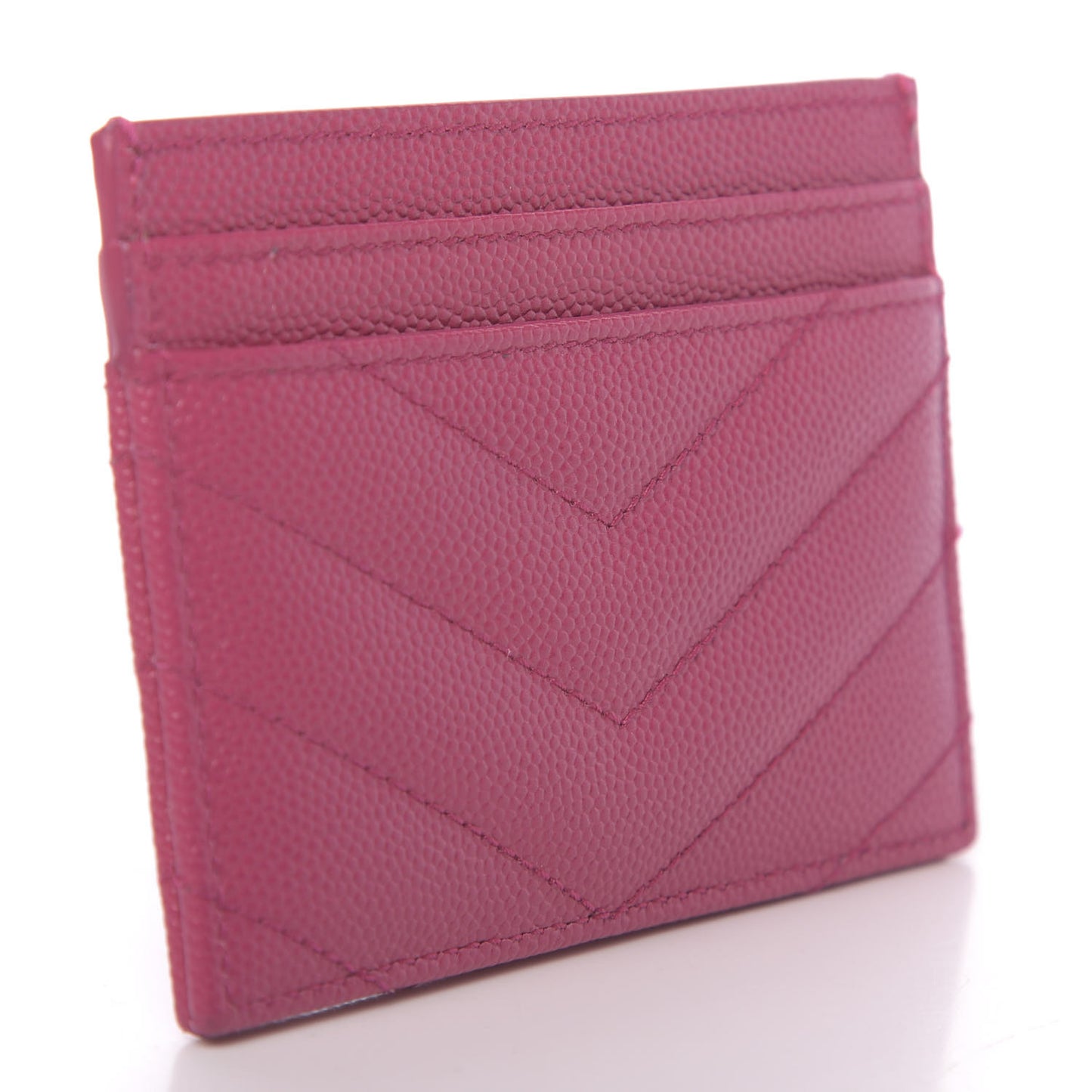 Grain De Poudre Matelasse Chevron Monogram Credit Card Case Rose Clair