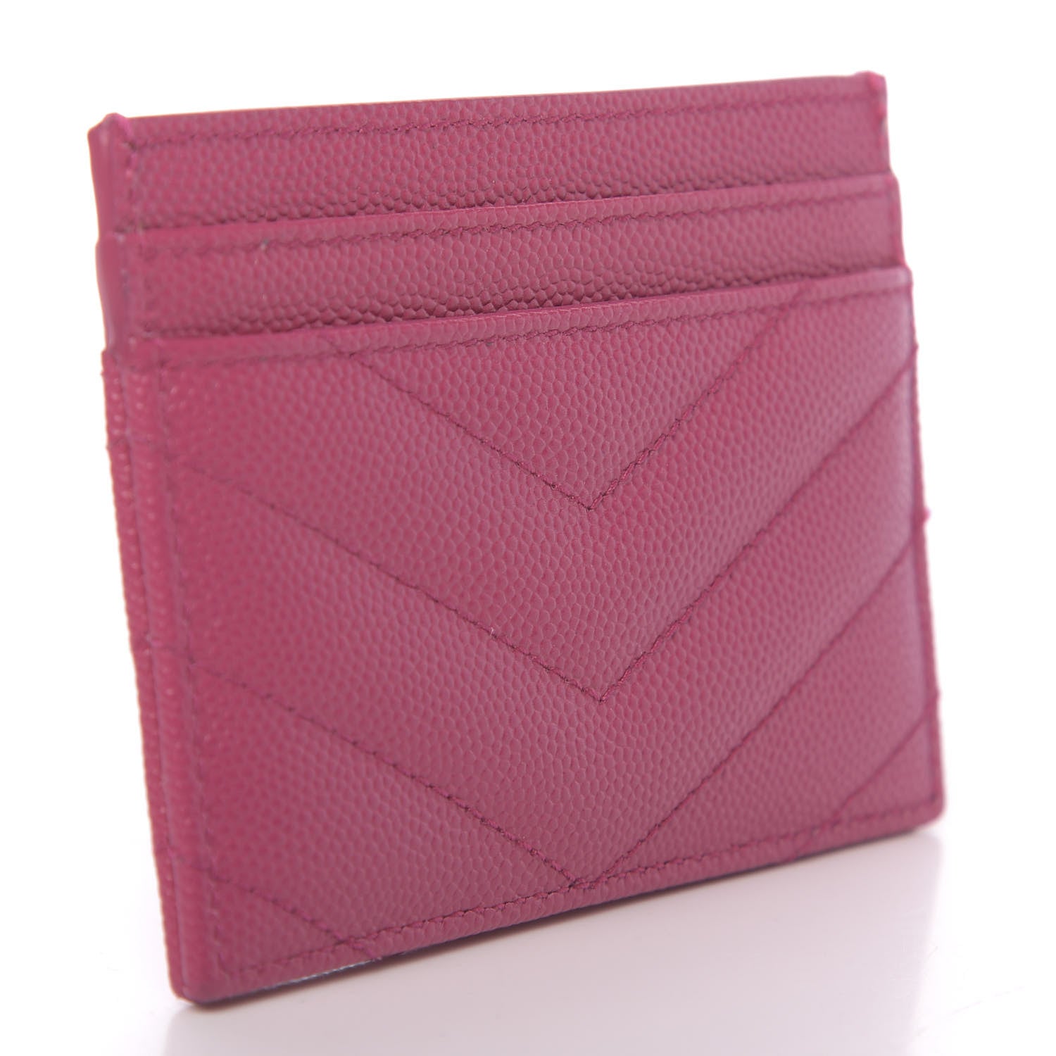 Saint Laurent Grain De Poudre Matelasse Chevron Monogram Credit Card Case Rose Clair 3 of 7