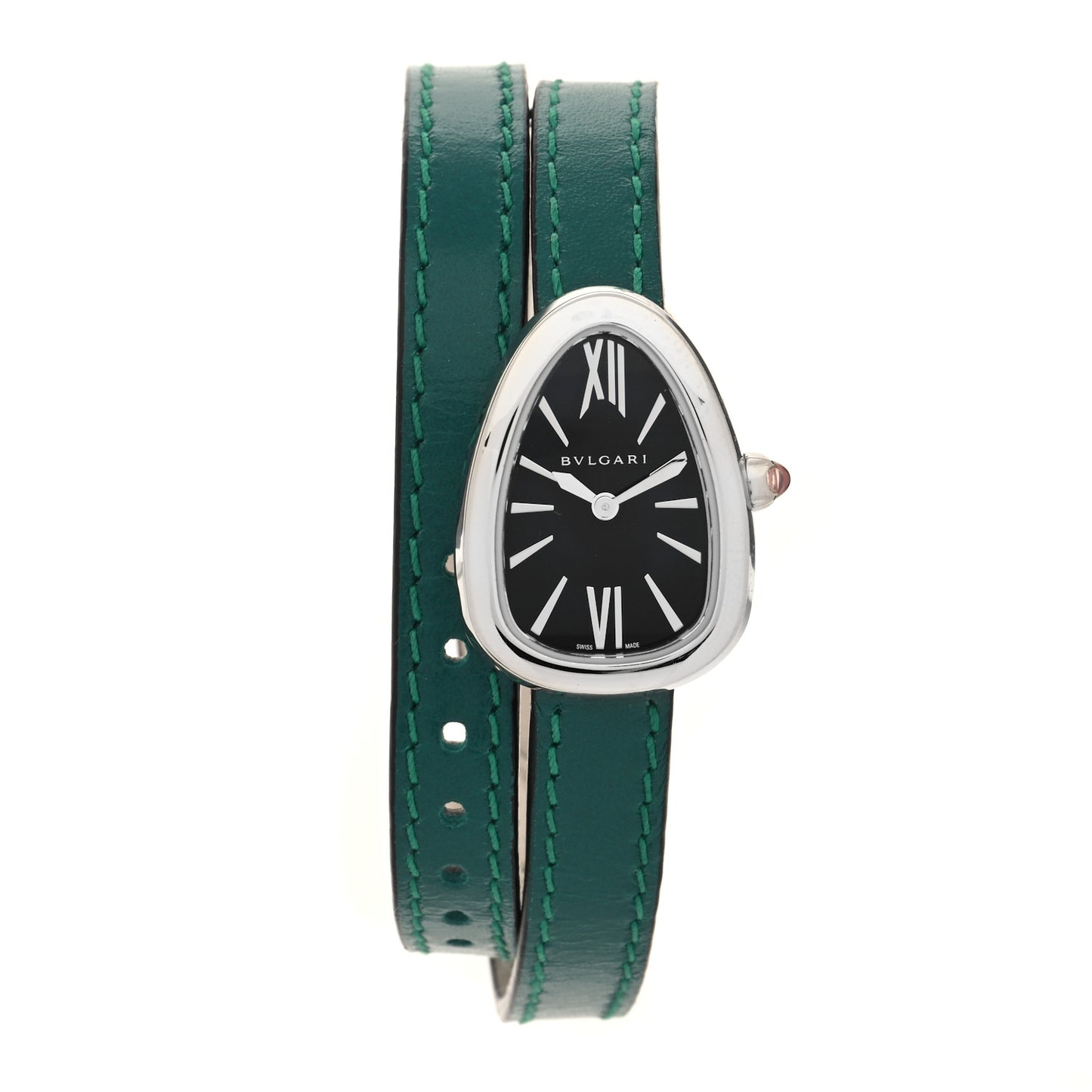 Stainless Steel Calfskin 20mm Serpenti Double Wrap Quartz Watch