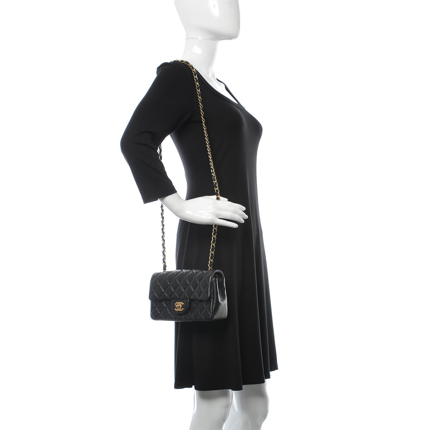 Lambskin Quilted Mini Rectangular Flap Black