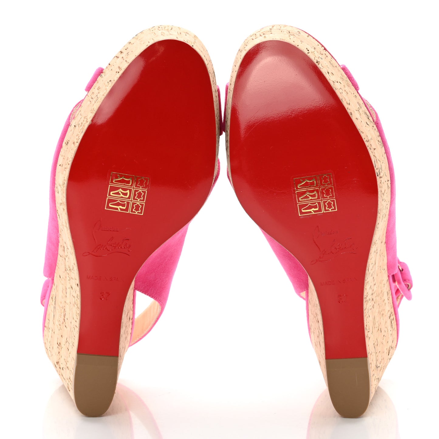 Suede Cork Reine De Liege 120 Wedges 37 Pink Natural
