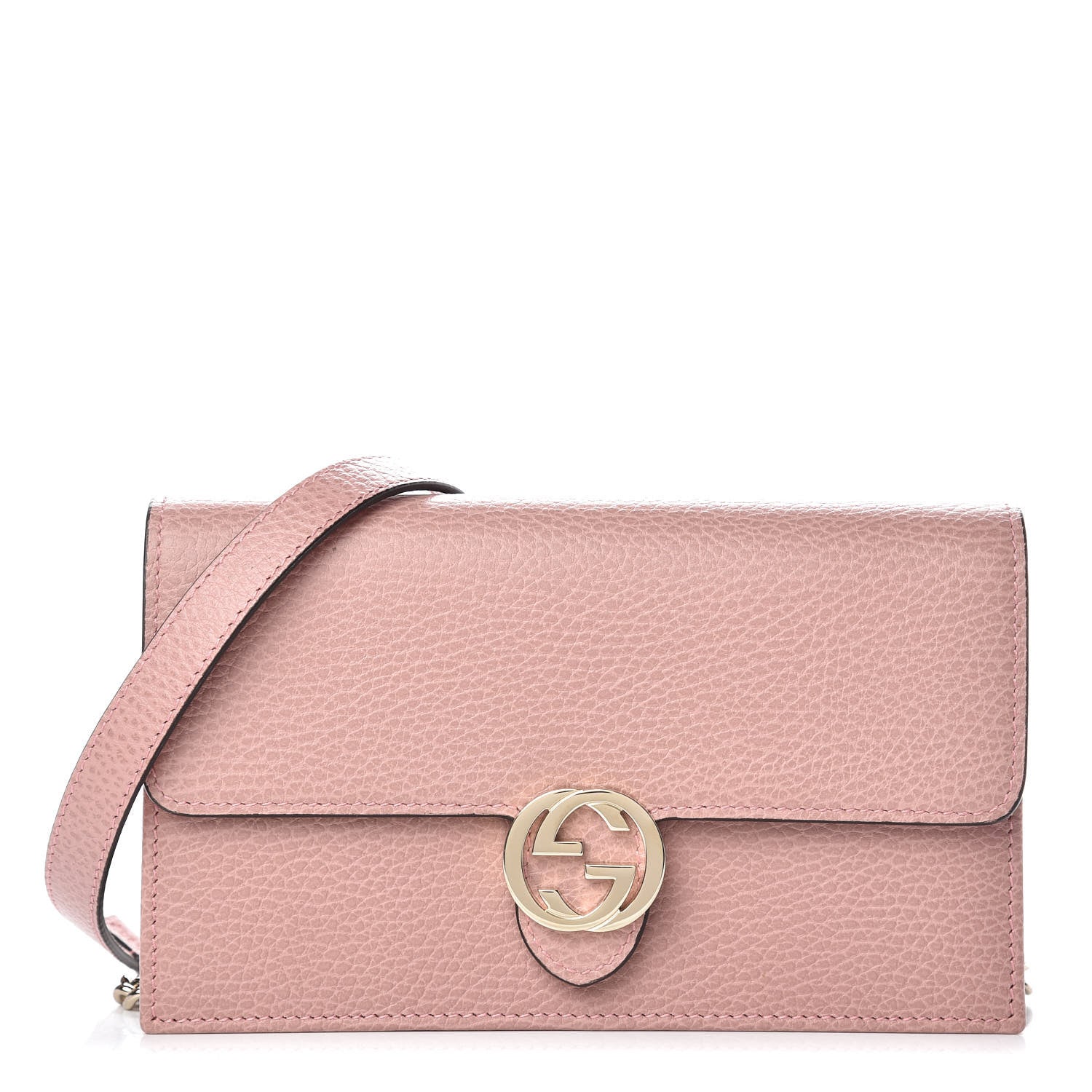 Gucci Dollar Calfskin Interlocking G Chain Wallet Soft Pink 1 of 8
