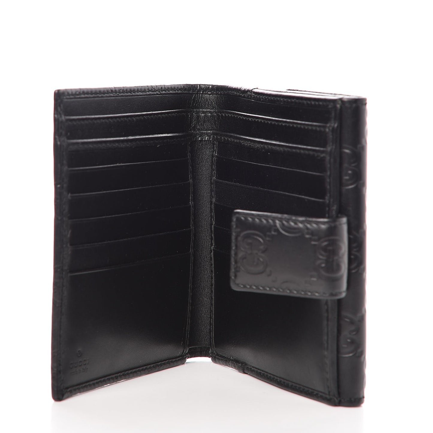 Guccissima Metal Bar French Flap Wallet Black
