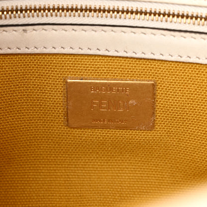 Fendi X SARA COLEMAN Canvas Vitello King Seta FF Fish Eye Embroidered Baguette Mostarda White Ice 6 of 11