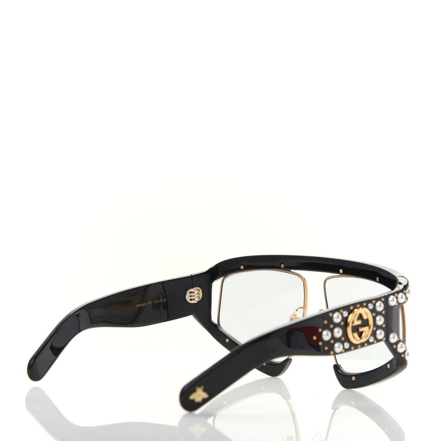 Gucci Acetate Pearl Rectangular Frame Sunglasses GG0234S Black 4 of 8