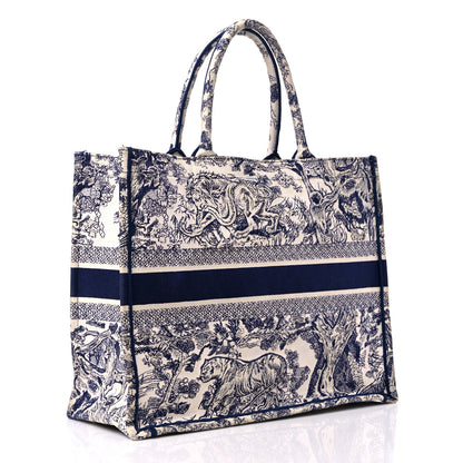 Christian Dior Canvas Embroidered Large Dioriviera Toile De Jouy Book Tote Blue 3 of 16