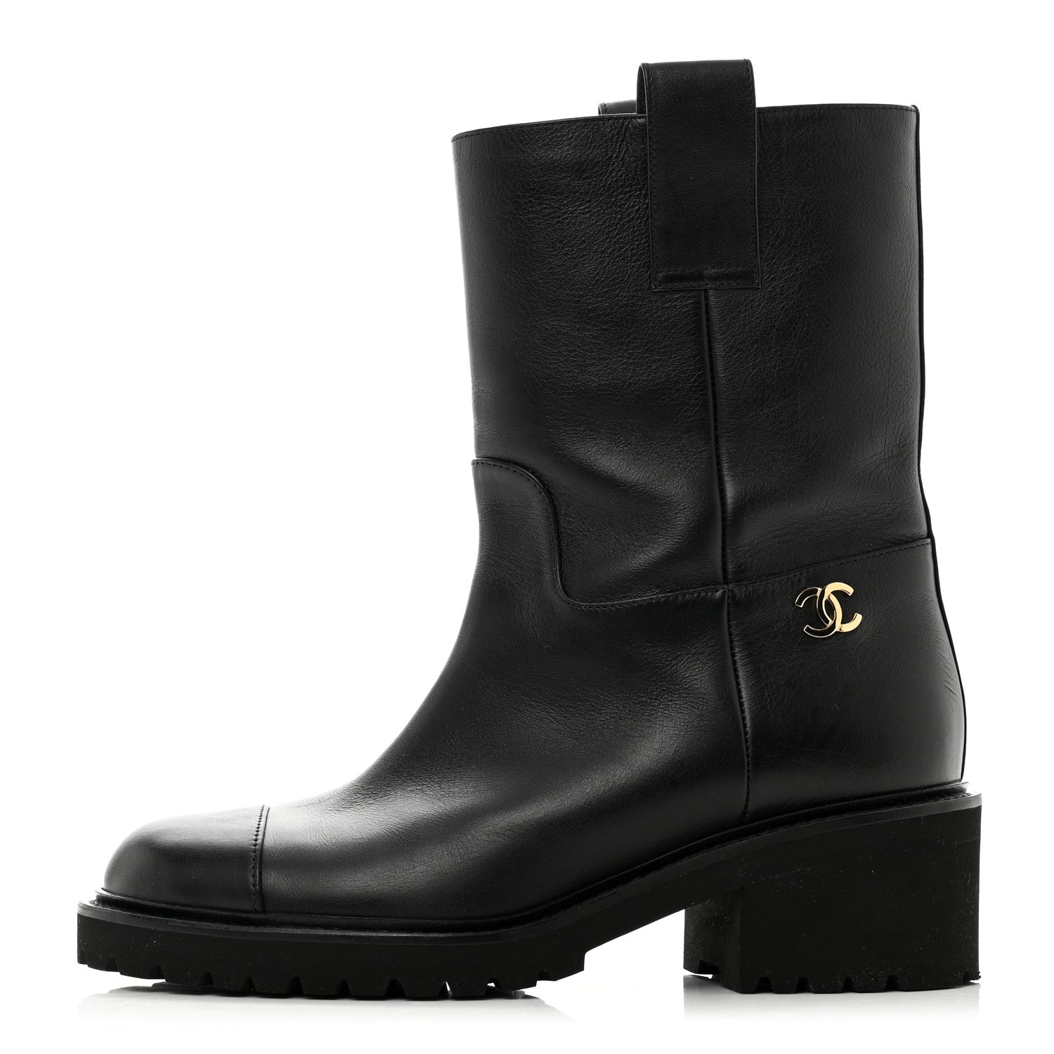 Chanel Calfskin CC Ankle Boots 36 Black 1 of 8