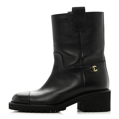 Chanel Calfskin CC Ankle Boots 36 Black 1 of 8