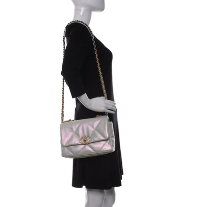 Chanel Iridescent Calfskin Quilted Medium Chanel 19 Flap White 2 of 11
