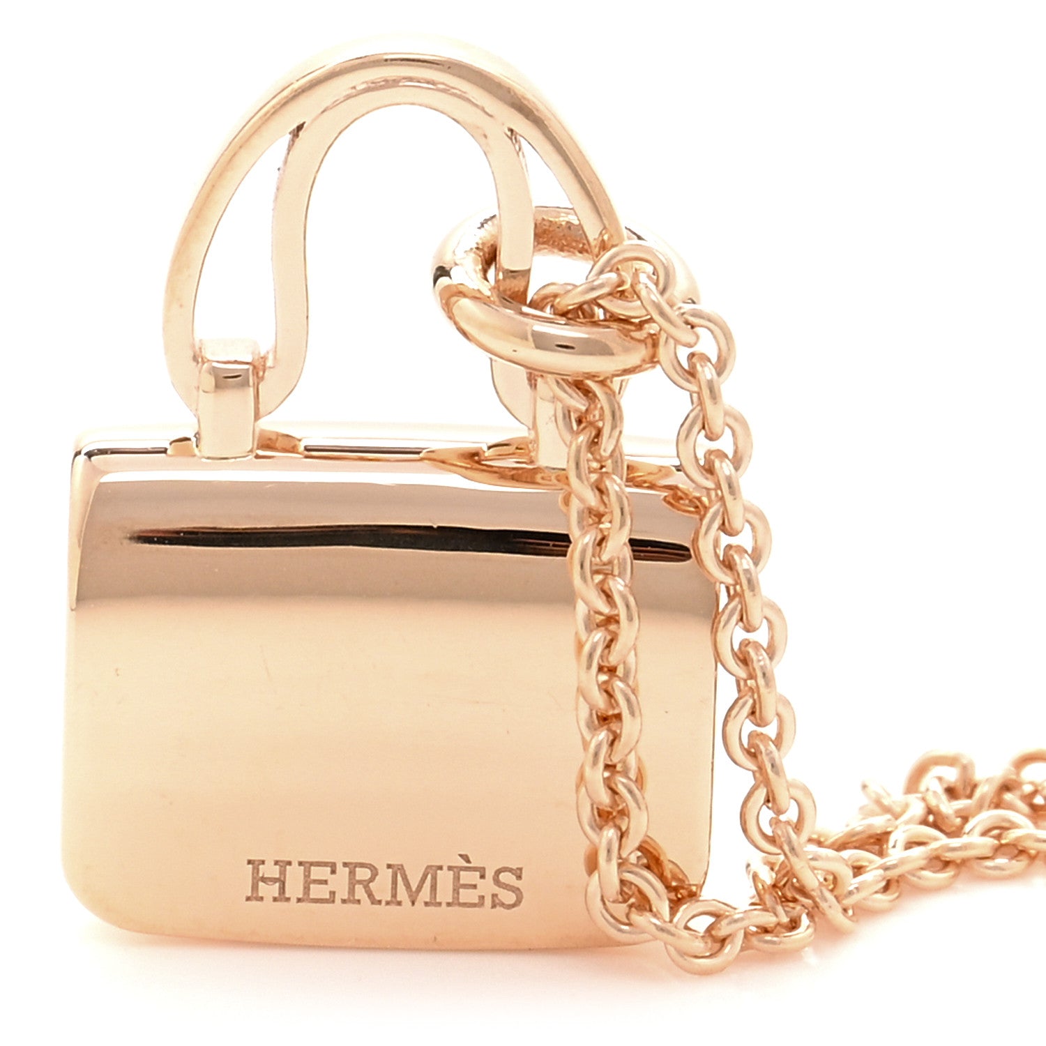 Hermes 18K Rose Gold Diamond Constance Amulettes Pendant Necklace 5 of 6