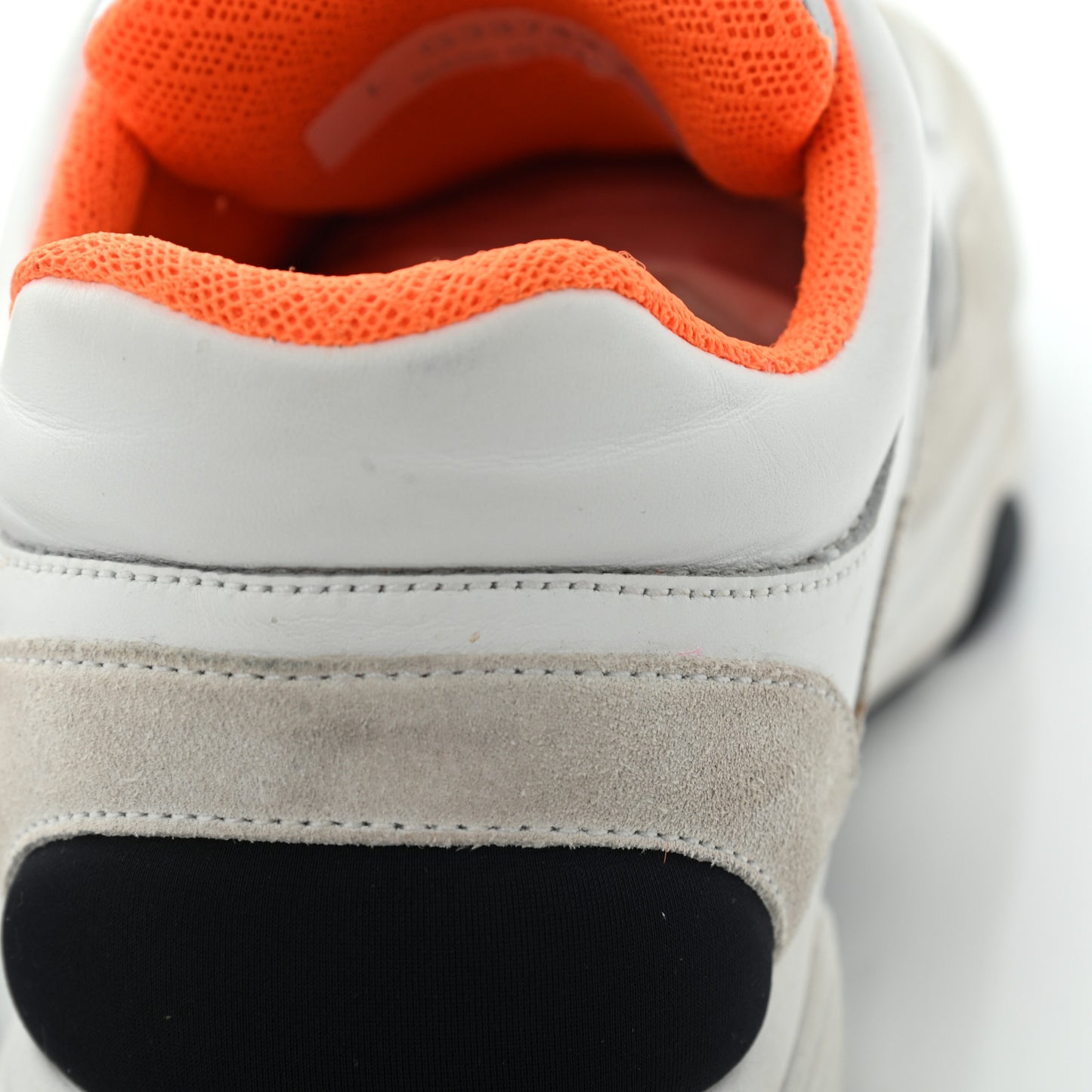 Nylon Calfskin Suede CC Womens Sneakers 37 White Orange