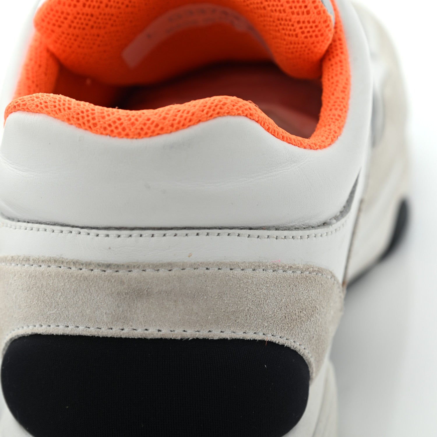 Chanel Nylon Calfskin Suede CC Womens Sneakers 37 White Orange 24 of 25