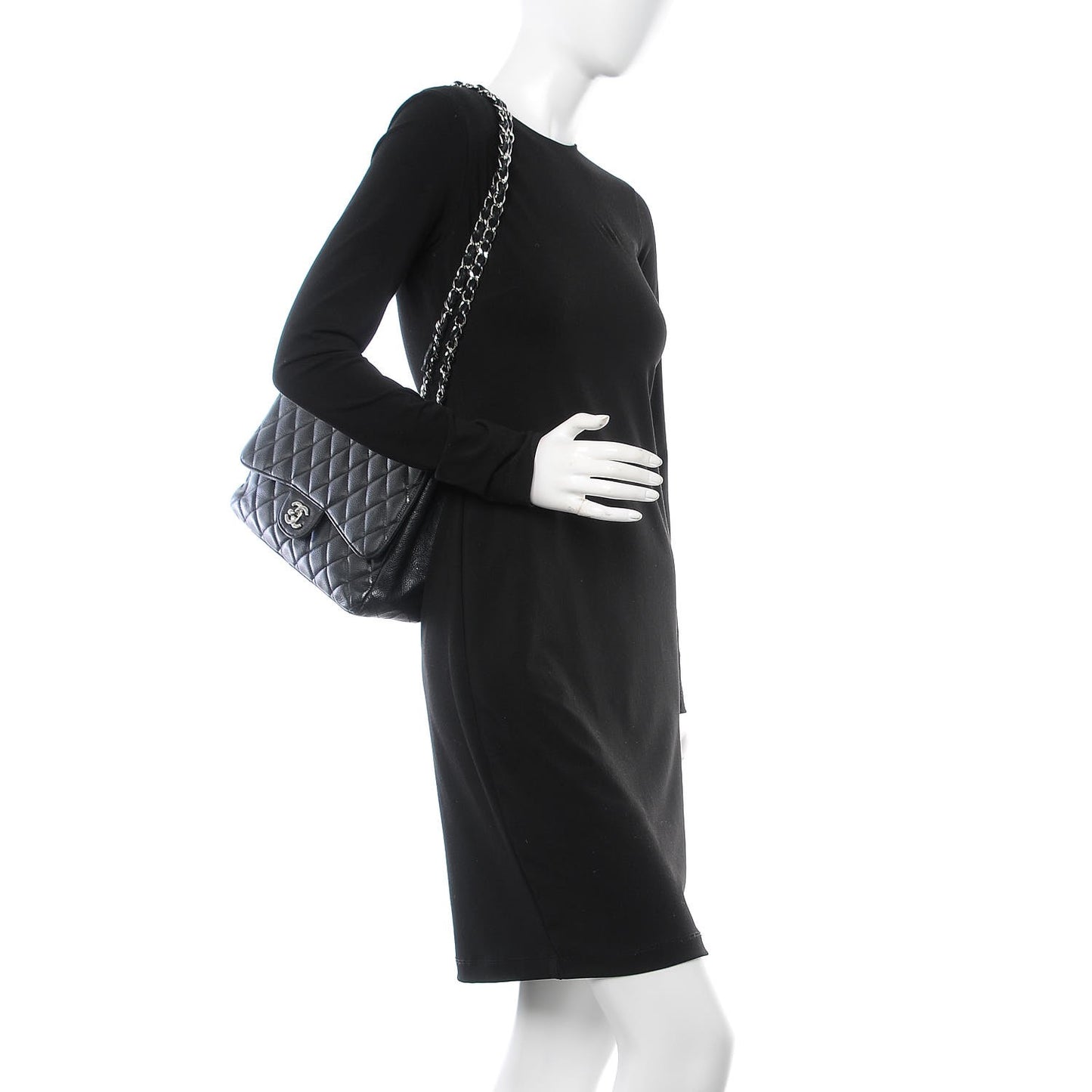 Caviar Quilted Jumbo Single Flap Black