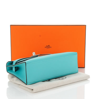 Hermes Swift Kelly Pochette Clutch Bleu Atoll 4 of 17