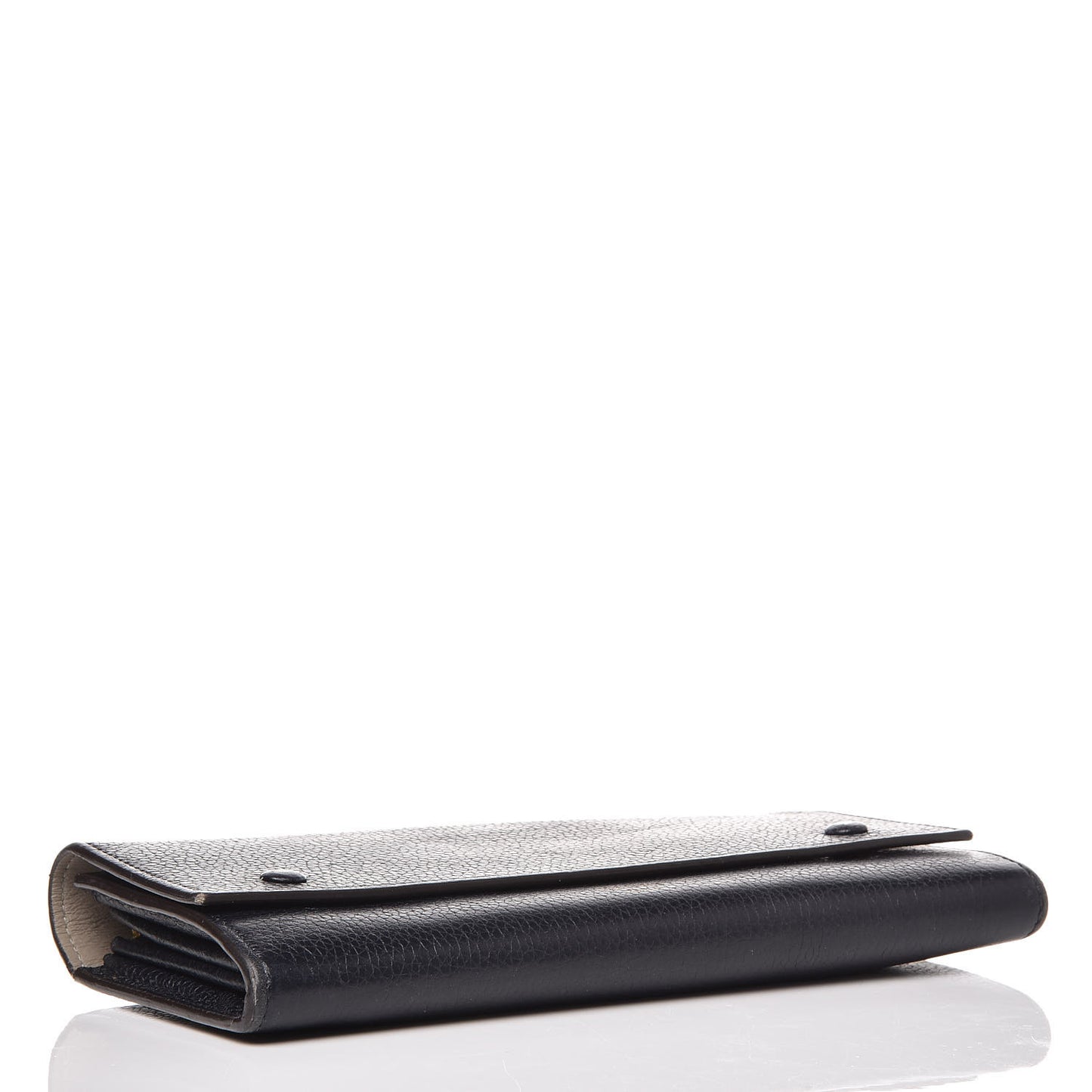 Drummed Calfskin Large Multifunction Flap Wallet Black