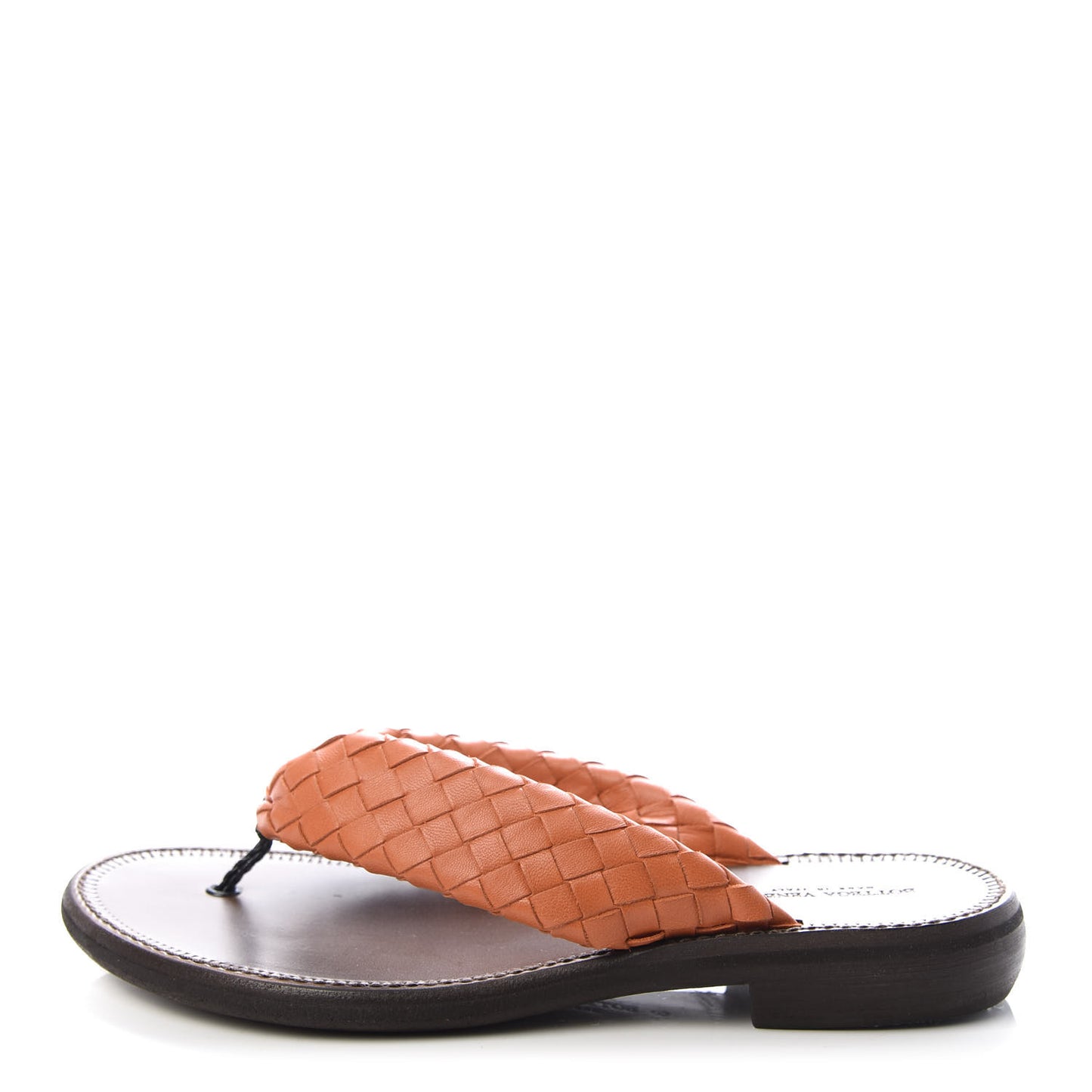 Nappa Intrecciato Thong Flat Sandals 37 Ebano Orange