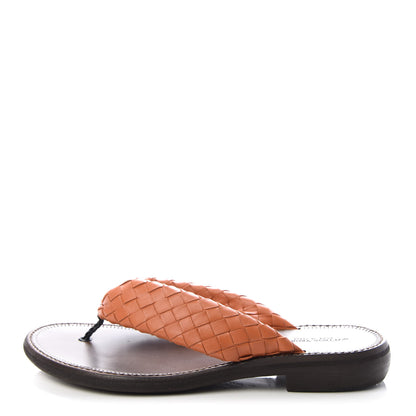 Bottega Veneta Nappa Intrecciato Thong Flat Sandals 37 Ebano Orange 1 of 10
