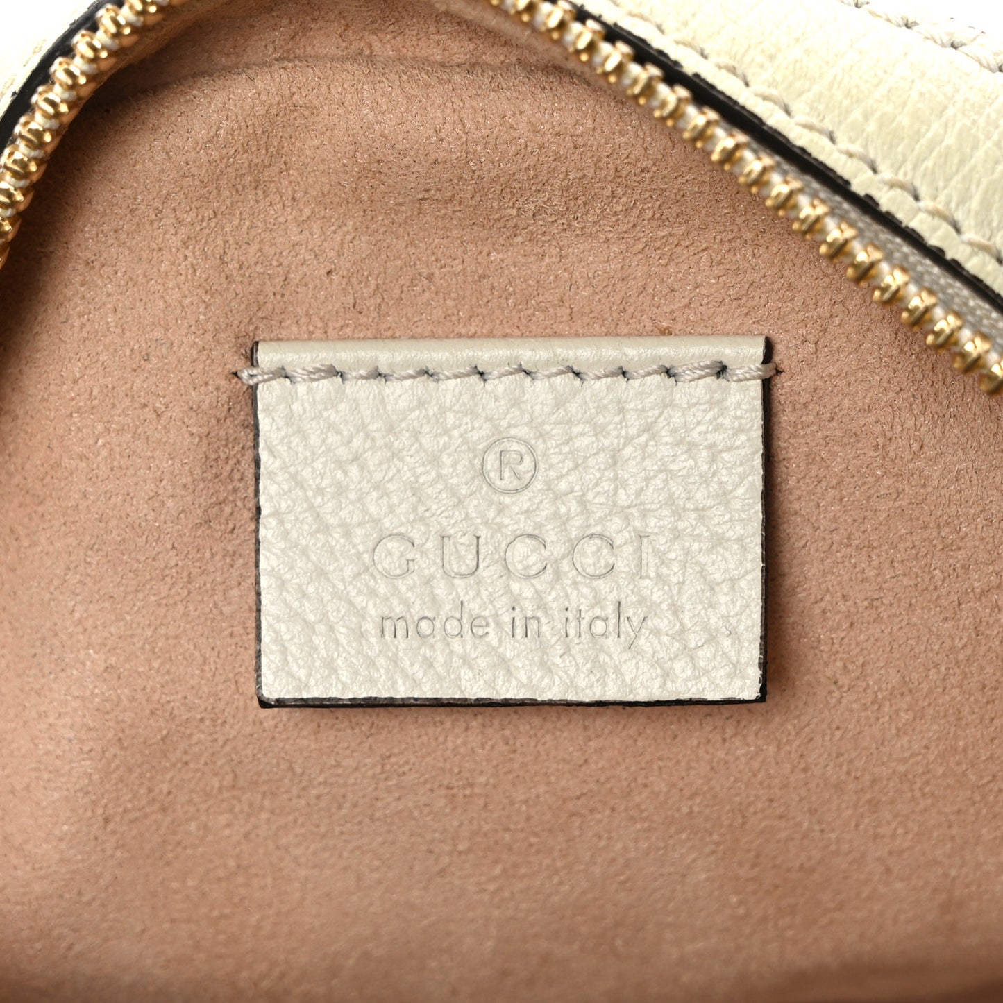 Textured Calfskin Web Mini Ophidia Round Shoulder Bag Mystic White