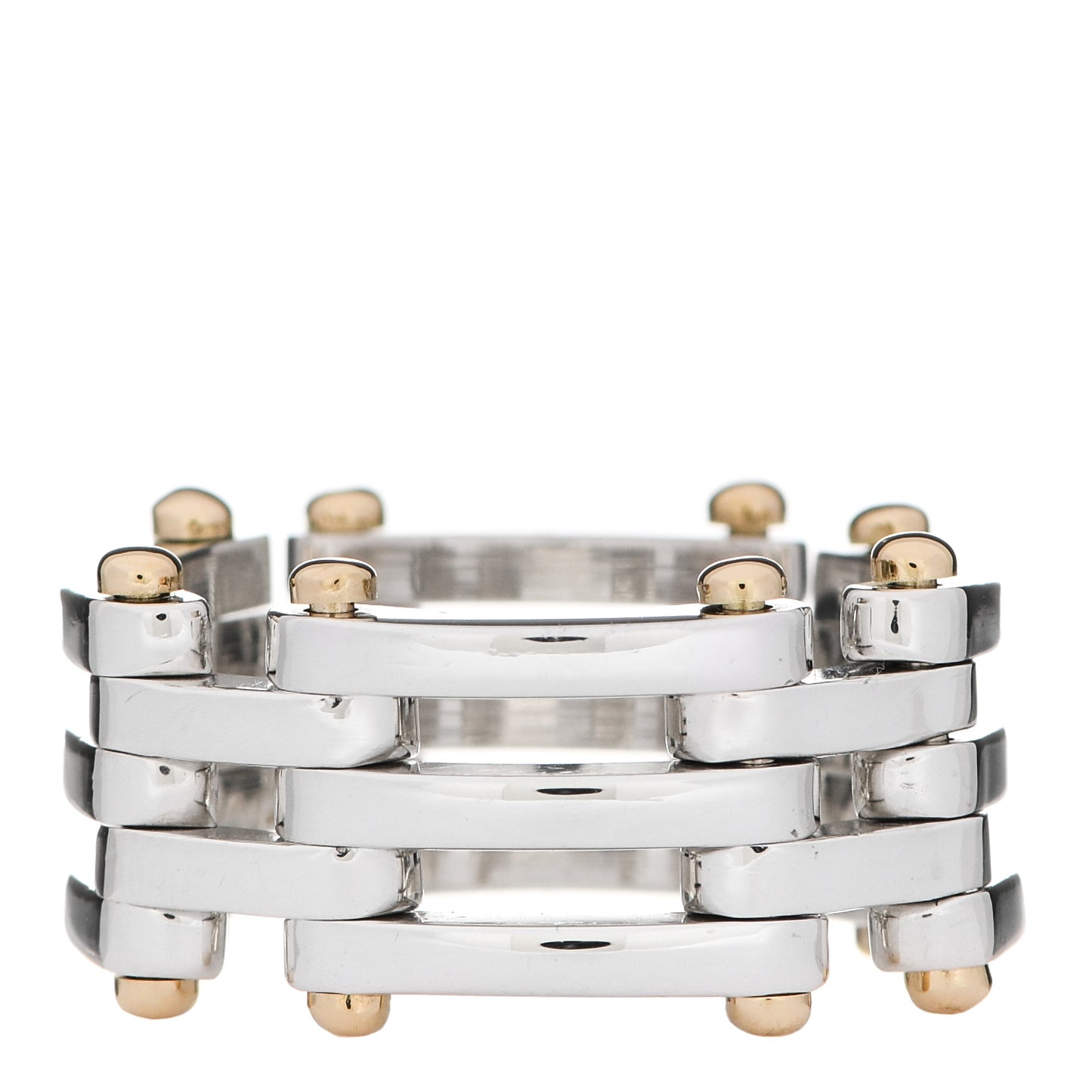 Sterling Silver 18K Yellow Gold Gatelink Ring 55 7.25