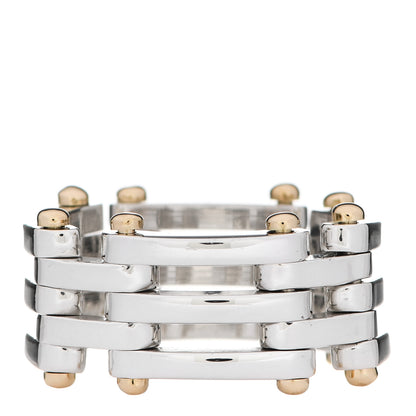 Tiffany Sterling Silver 18K Yellow Gold Gatelink Ring 55 7.25 3 of 6