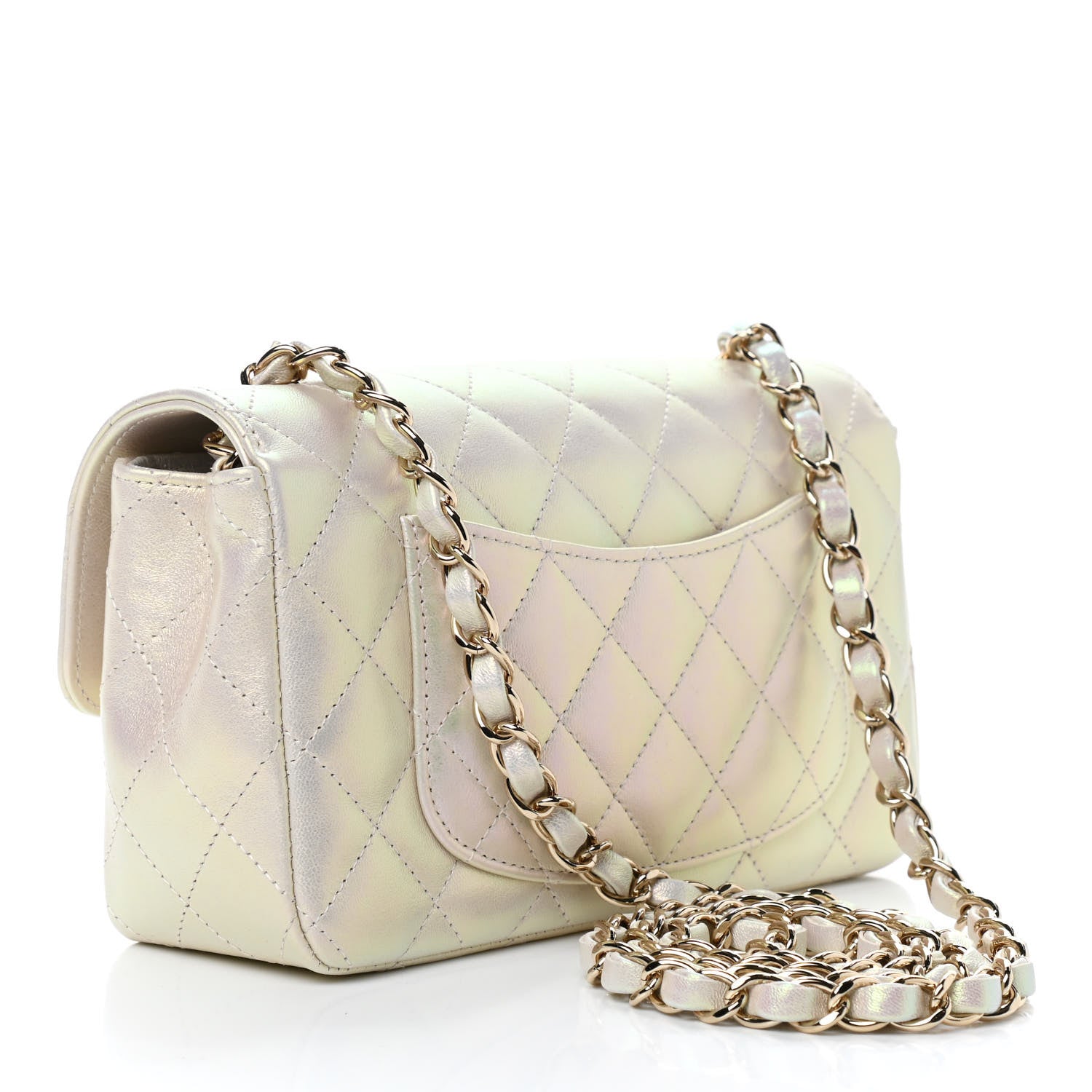 Chanel Iridescent Lambskin Quilted Mini Rectangular Flap Ivory 3 of 10