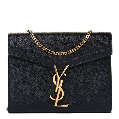 Saint Laurent Grain De Poudre Monogram Cassandra Chain Wallet Black 1 of 10