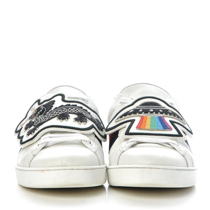 Gucci Calfskin Ayers Web UFO Dragon Embroidered Mens Ace Sneakers 9 White 2 of 13