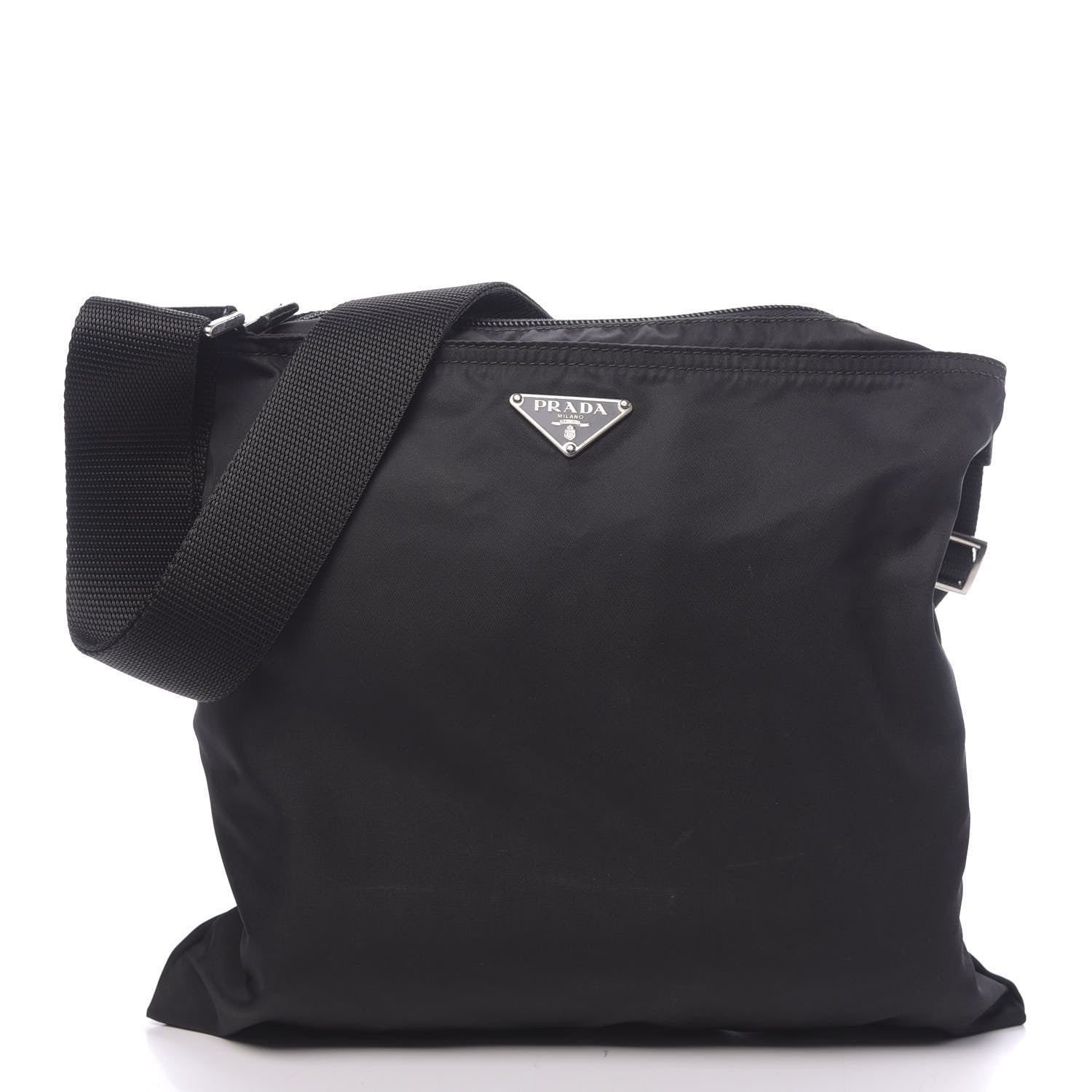 Prada Nylon Flat Messenger Bag Black 1 of 15