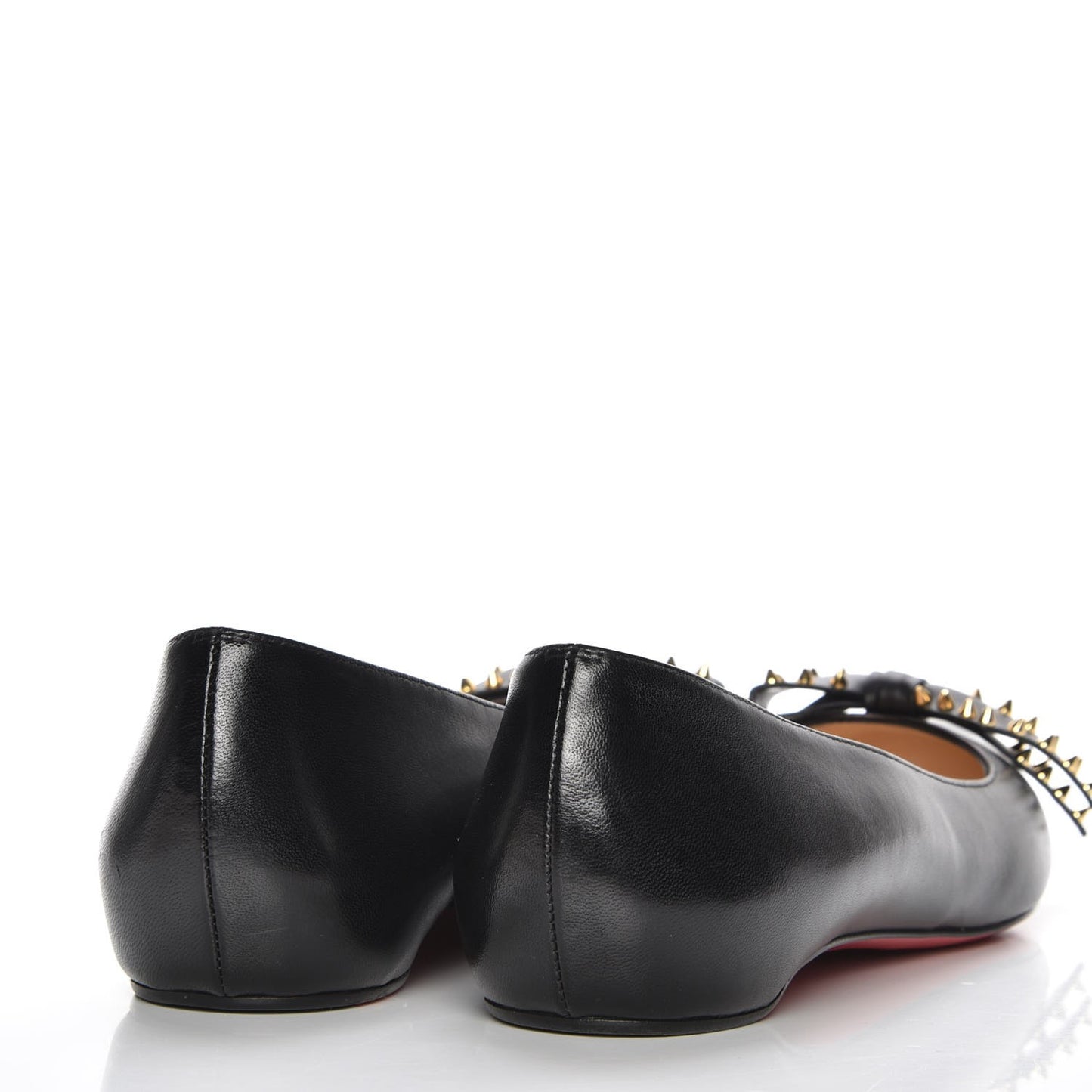 Shiny Nappa Spike Bow Ballerina Flats 39 Black