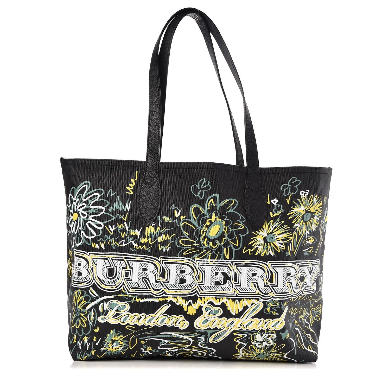 Coated Canvas Medium Reversible Doodle Tote Black